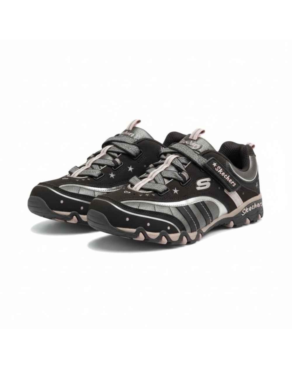 new Skechers 🜸 Incredible Elastika Laceless Sneakers 🜸 Brown Pink Sparkle 🜸 3